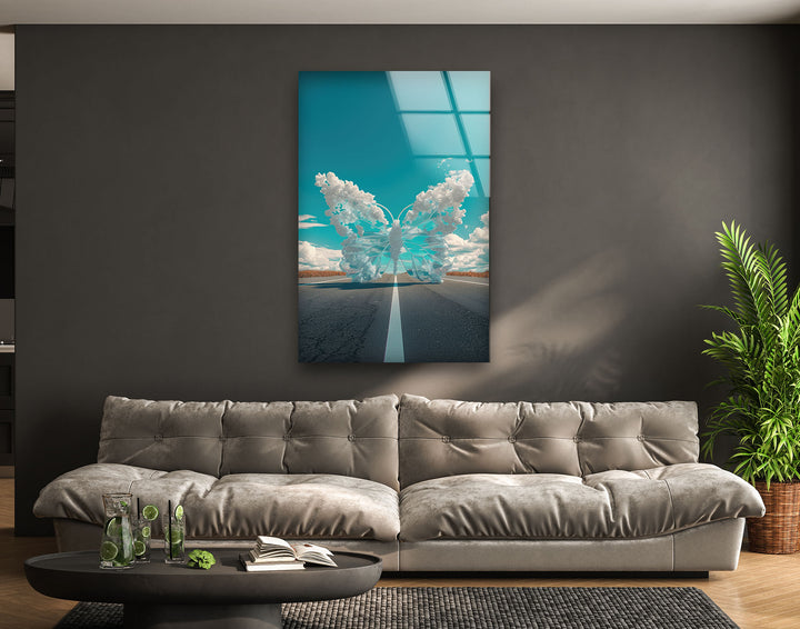 Butterfly From Cloud Glass Wall Art