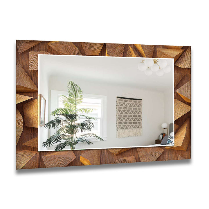 Wood 3D Brown Wall Mirror Marble Mirror
