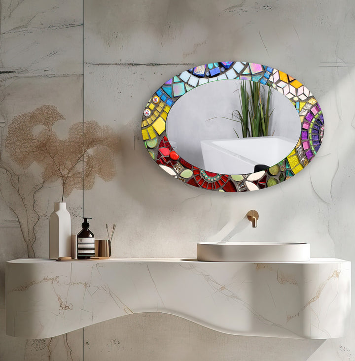 Mosaic Oval Wall Mirror