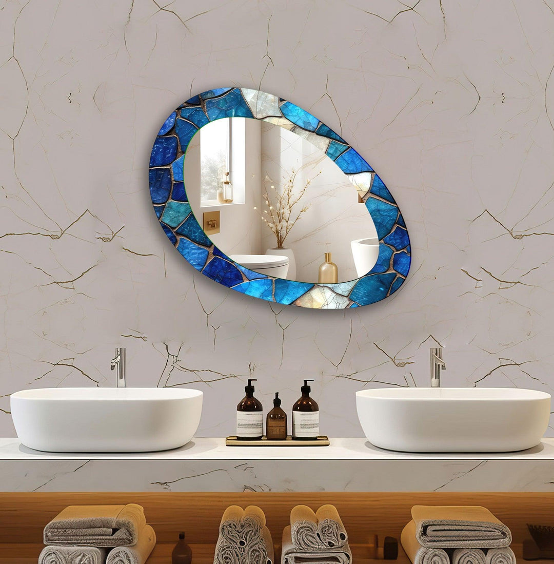 Blue Oval Living Room Wall Mirror