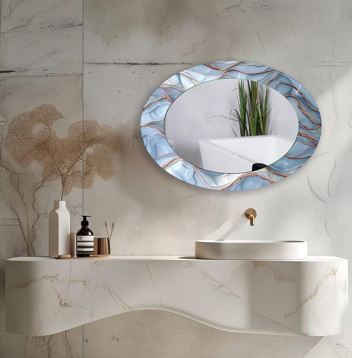 Stained Large Oval Wall Mirror