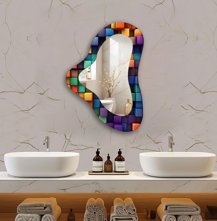 Purple Irregular Shape Glass Wall Mirror