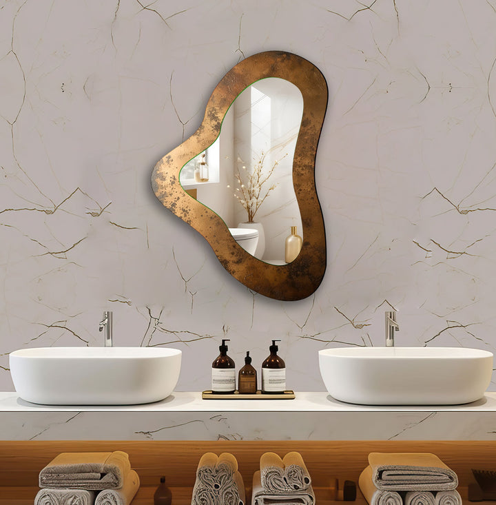 Copper Color Bathroom Glass Wall Mirror