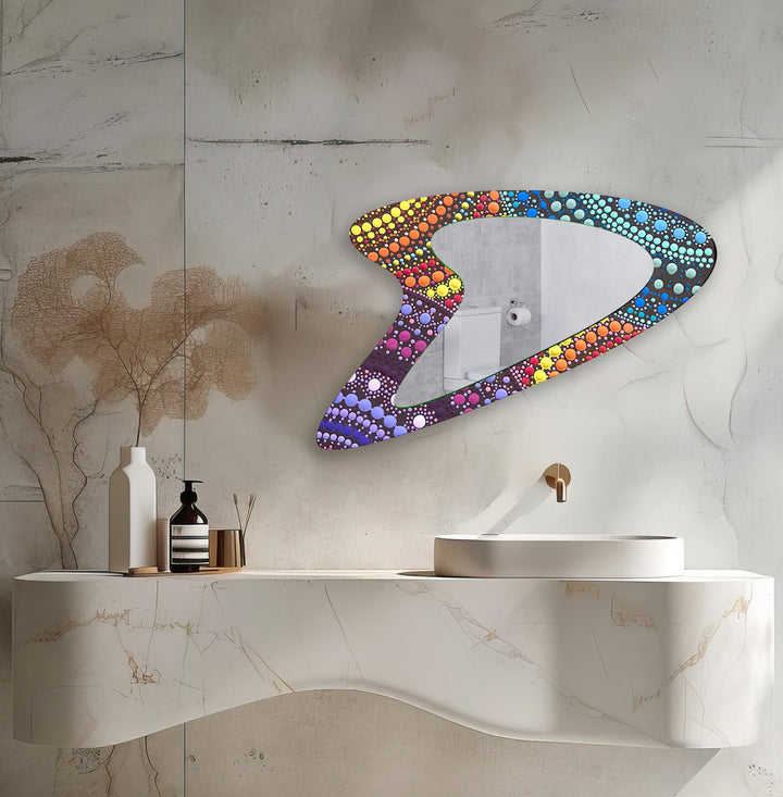 Rainbow Color Mosaic Small Wall Mirror