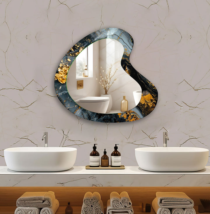 Elegant Gold Marble Decorative Wall Mirror