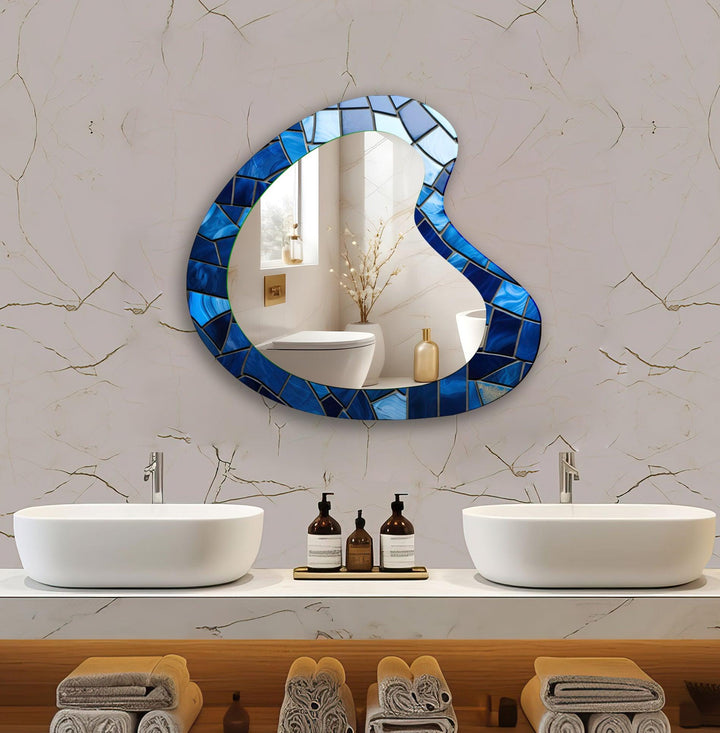 Blue Mosaic Decorative Glass Wall Mirror