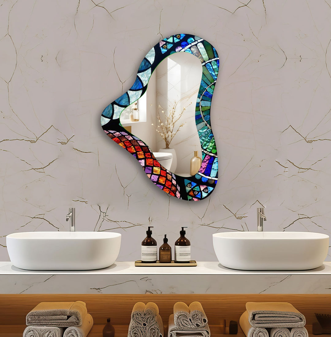 Mosaic Tiles Irregular Glass Wall Mirror