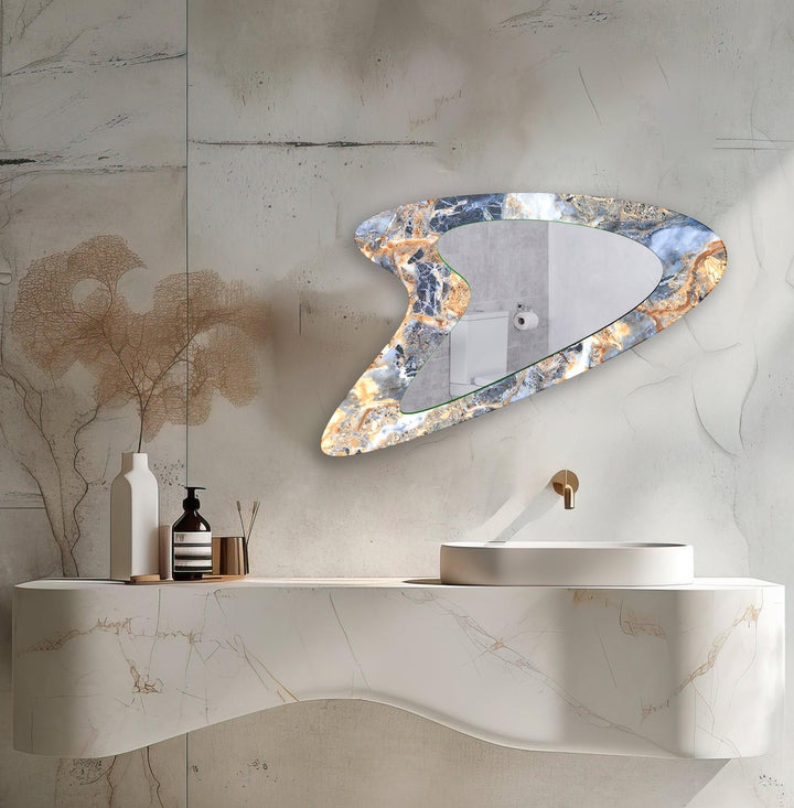 Blue Elegant Marble Decorative Wall Mirror