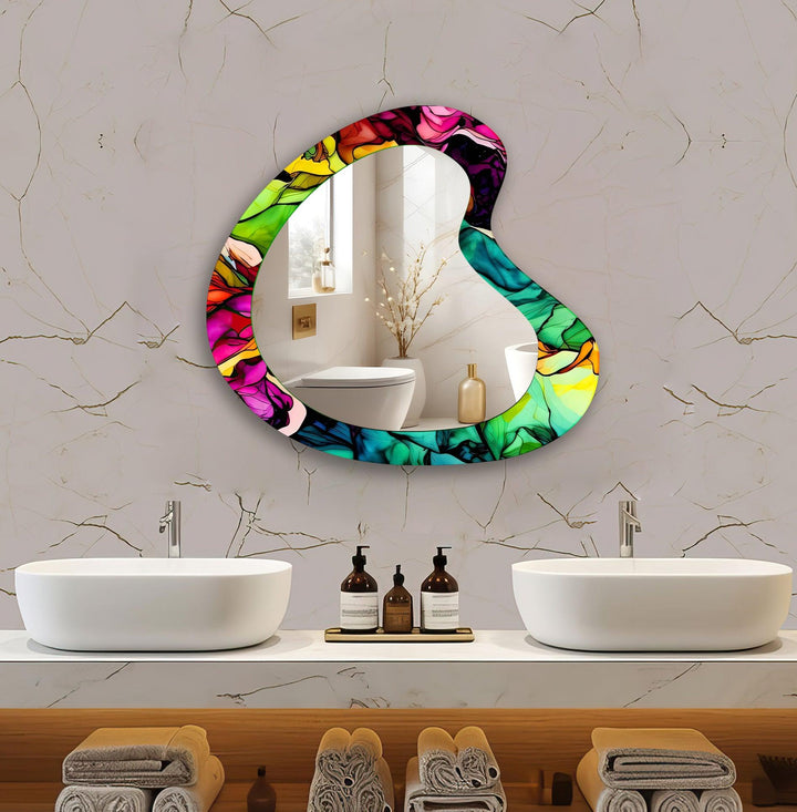 Vivid Pink Watercolor Modern Glass Wall Mirror