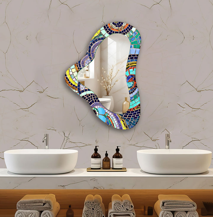 Mosaic Large Irregular Glass Wall Mirror