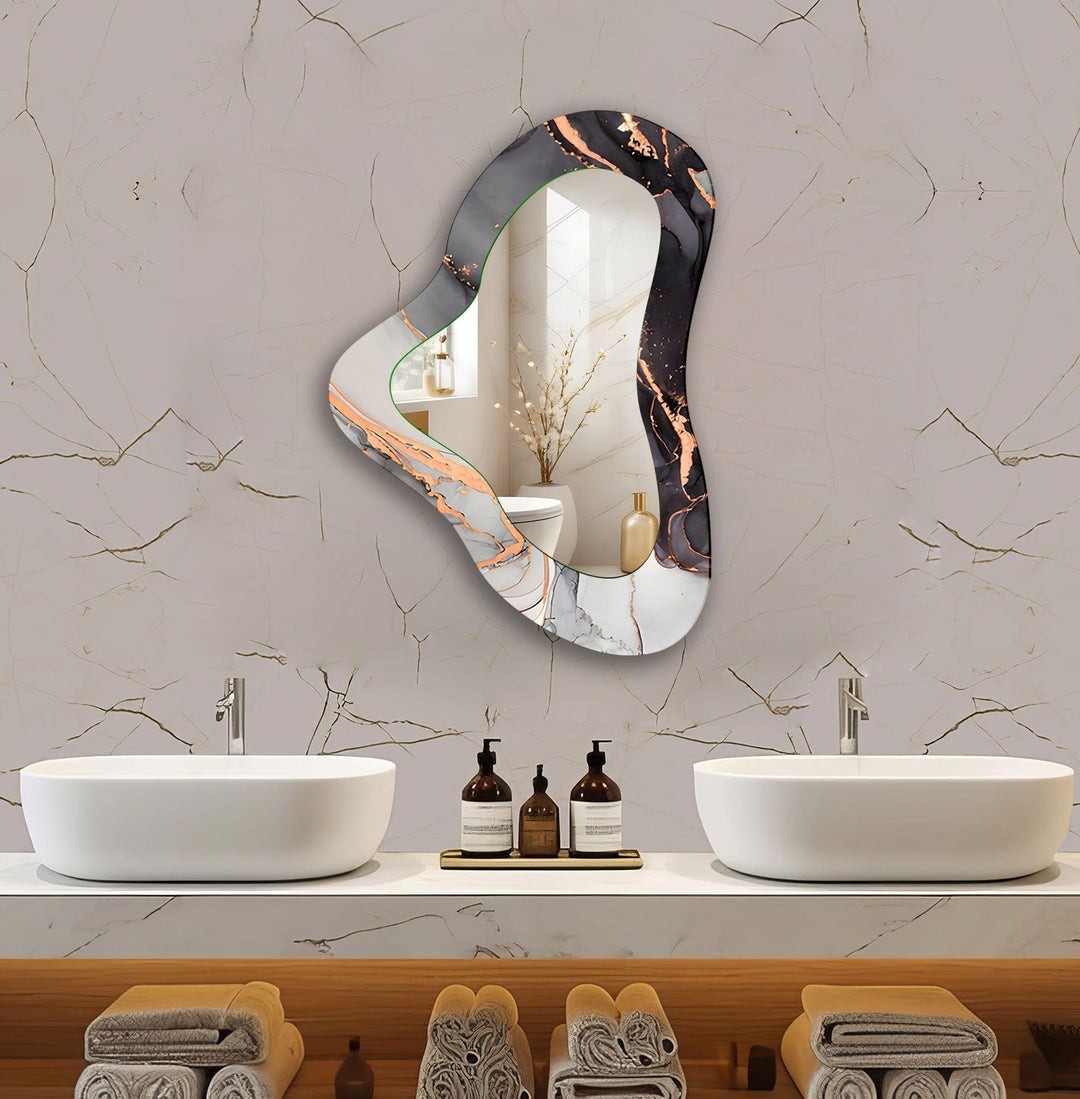 Grey Asymmetrical Glass Wall Mirror