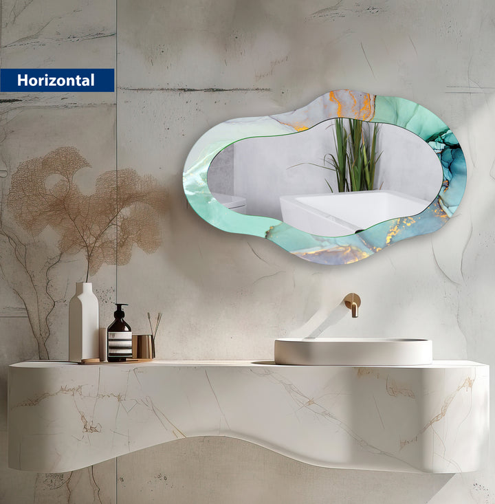 Large Marble Asymmetrical Wall Mirror