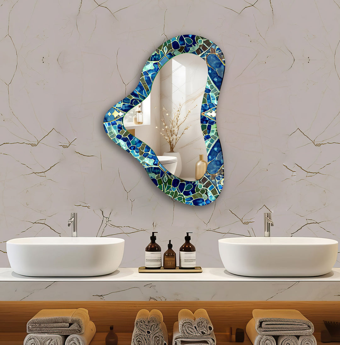 Mosaic Asymmetrical Glass Wall Mirror