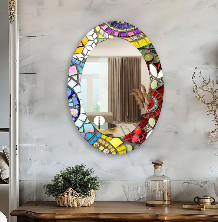 Mosaic Oval Wall Mirror