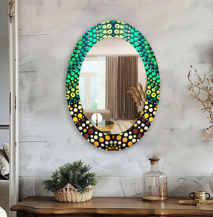 Oval Green Mosaic  Wall Mirror