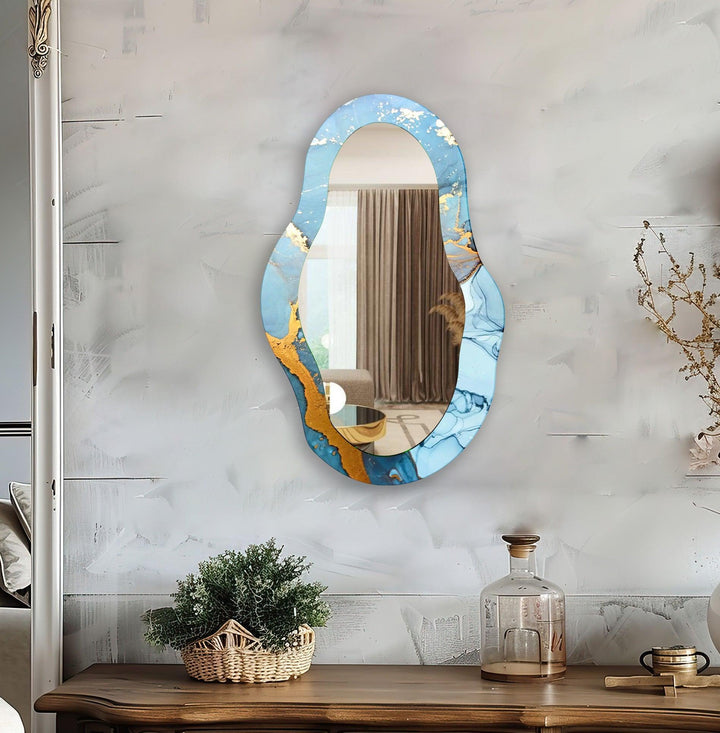 Gold Blue Decorative Wall Mirror