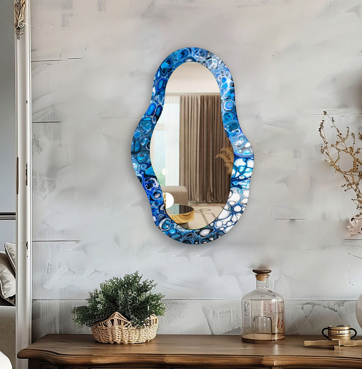 Blue Stained Wall Mirror