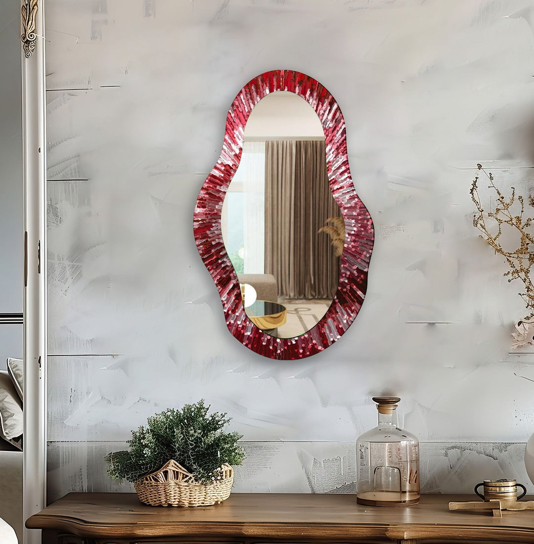 Red Modern Wall Mirror