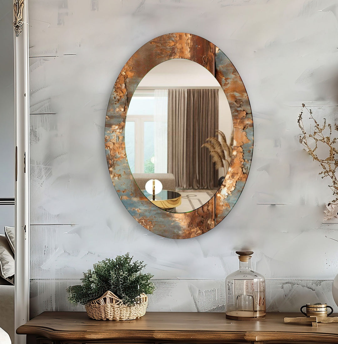 Copper Modern Oval Wall Mirror