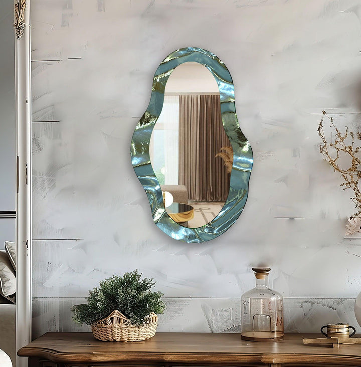 Metallic Gray Asymmetrical Wall Mirror