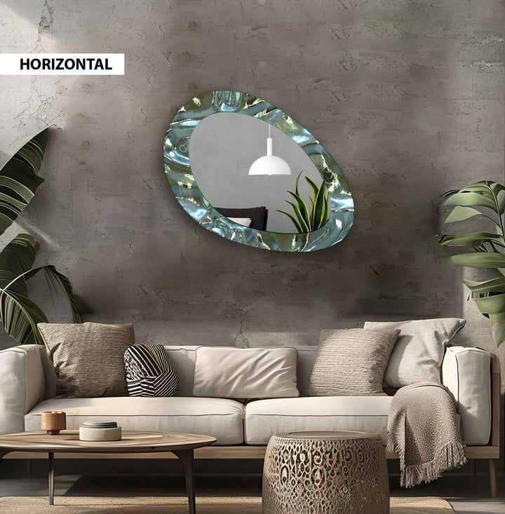 Metallic Asymmetric Oval Decorative Wall Mirror