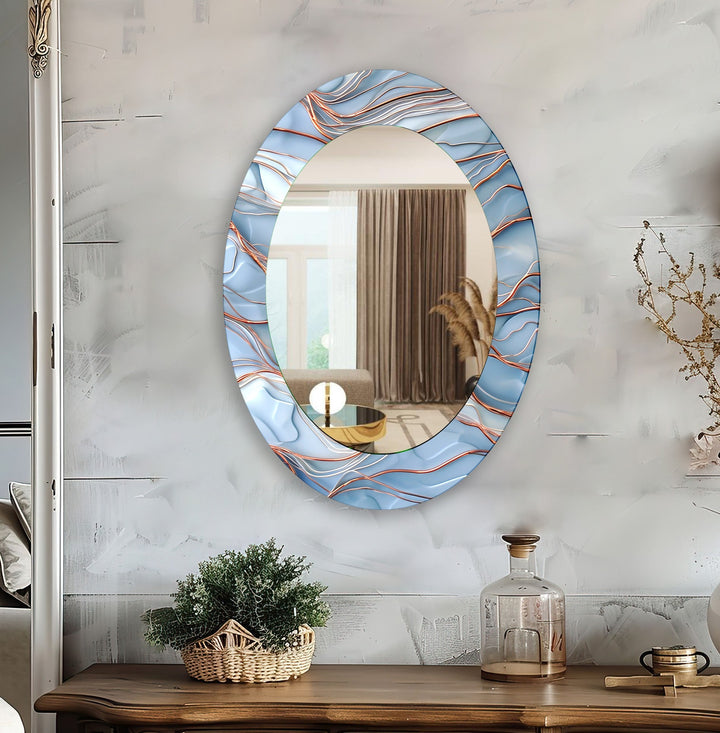 Stained Large Oval Wall Mirror