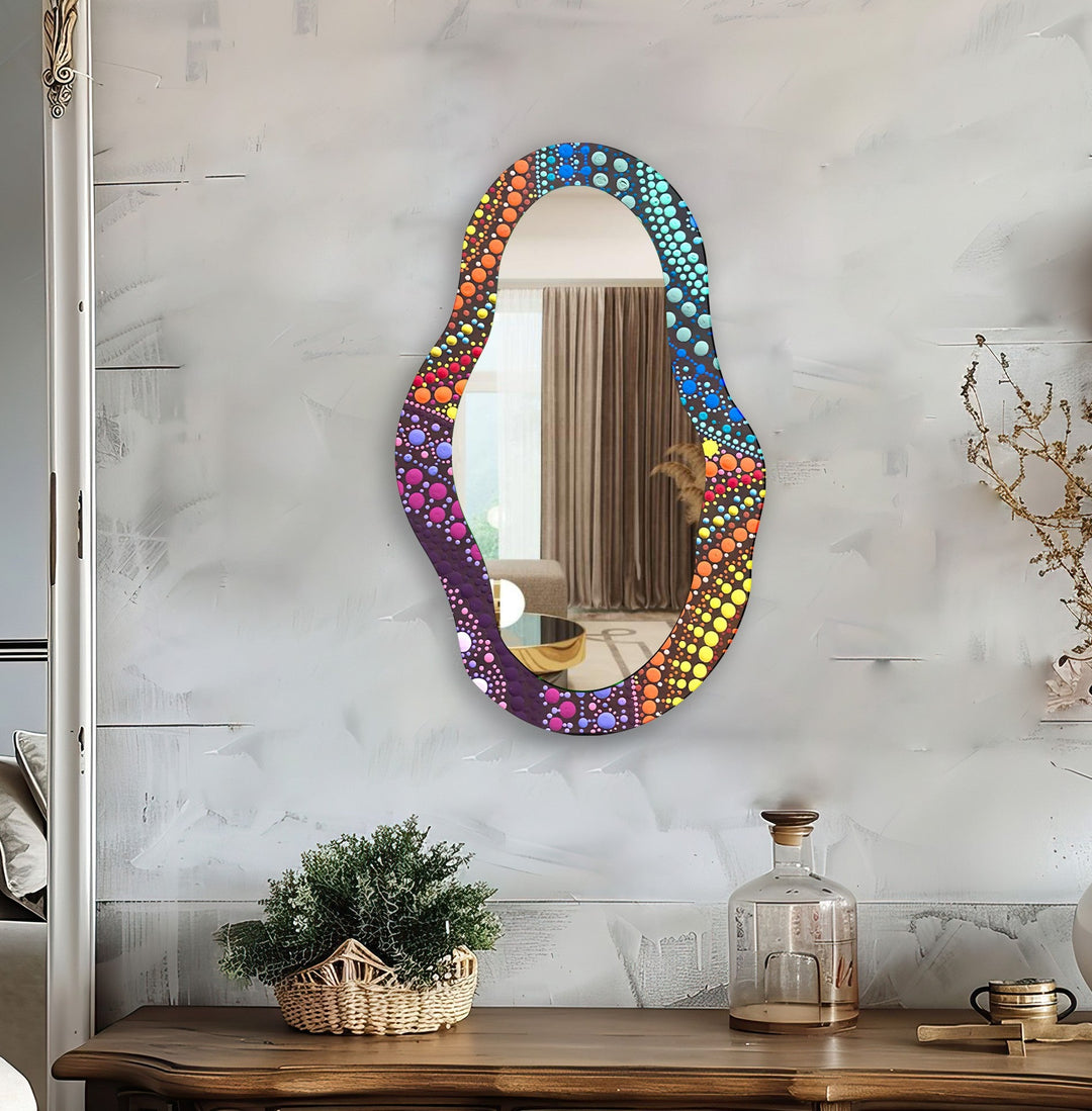 Mosaic Asymmetrical Color Wall Mirror