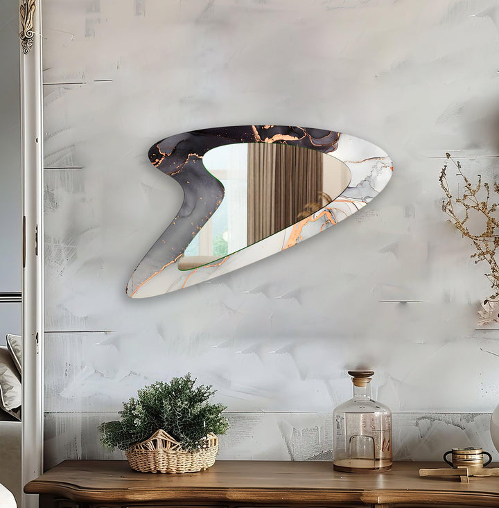 Grey & Gold Smoked Aesthetic Wall Mirror