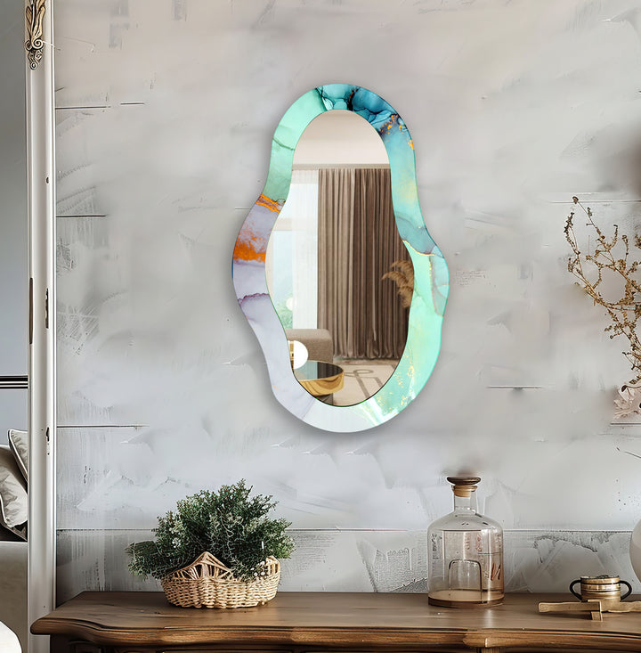 Large Marble Asymmetrical Wall Mirror