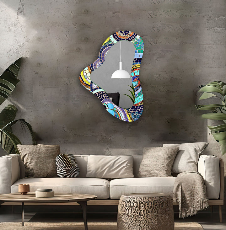 Mosaic Large Irregular Glass Wall Mirror