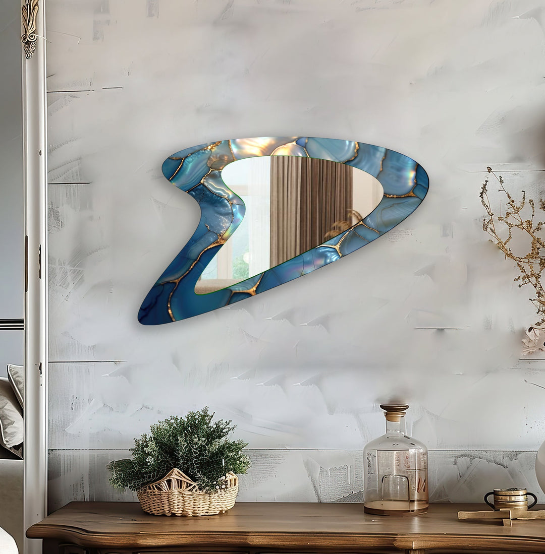 Blue Abstract Elegant Decorative Wall Mirror