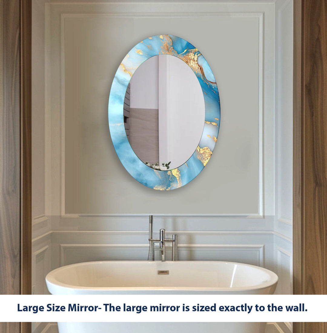 Blue Marble Oval Wall Mirror