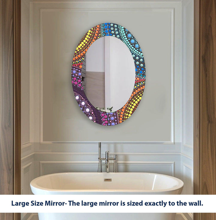 Yellow Color Mosaic Oval Wall Mirror