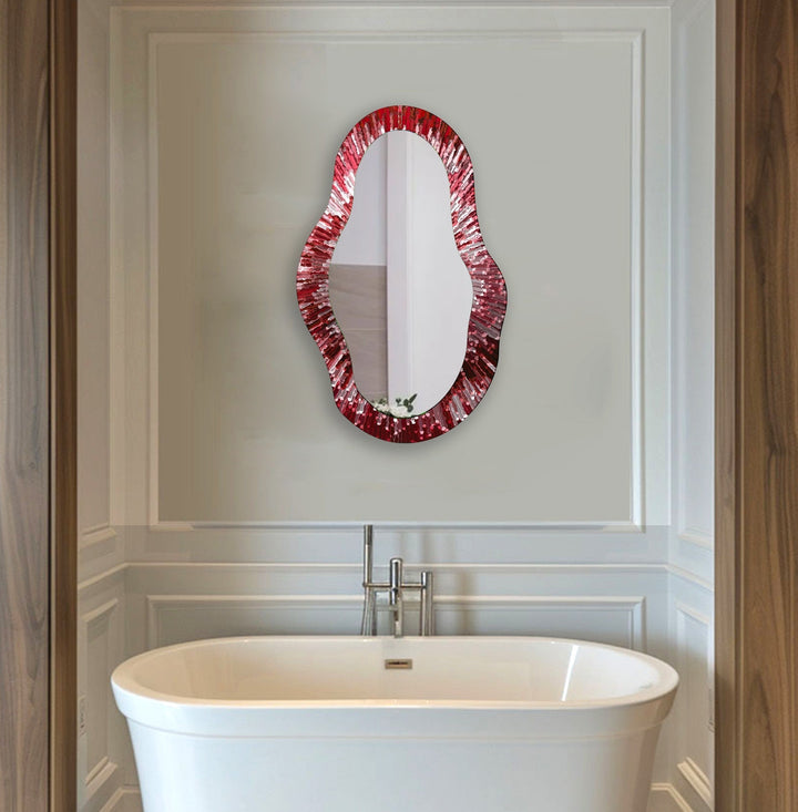 Red Modern Wall Mirror