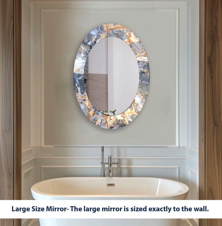 Gray Abstract Oval Wall Mirror