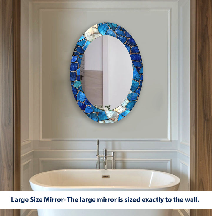 Blue Mosaic Oval Wall Mirror