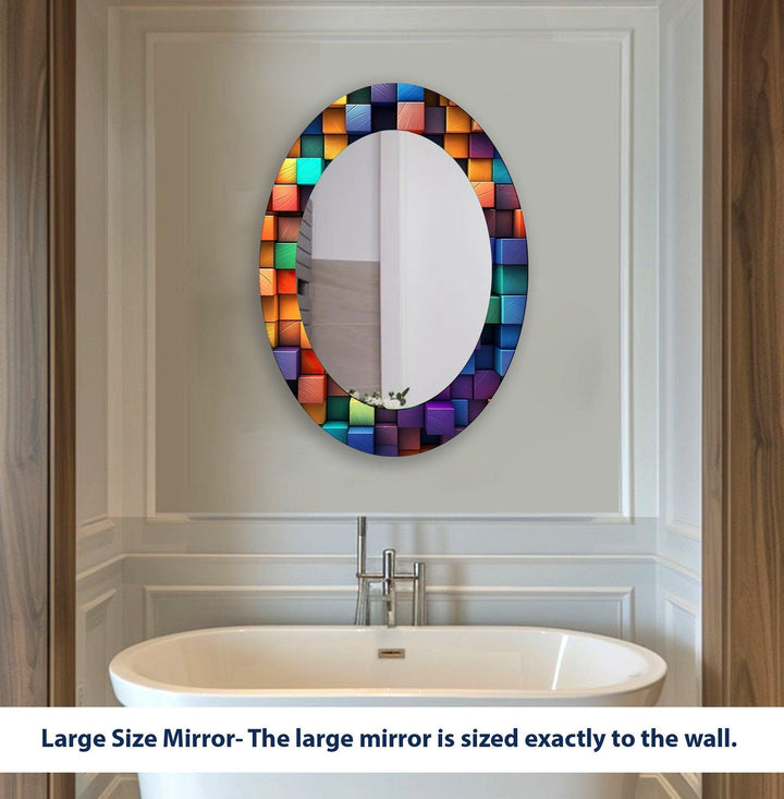 Color Stained Oval Wall Mirror