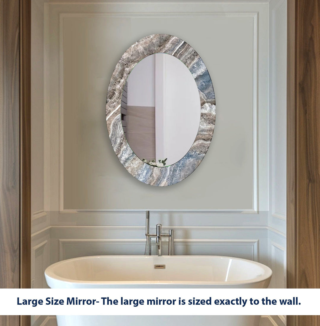 Gray Entryway Oval Wall Mirror