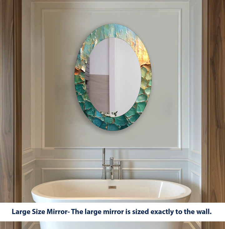 Turquoise Marble Oval Wall Mirror