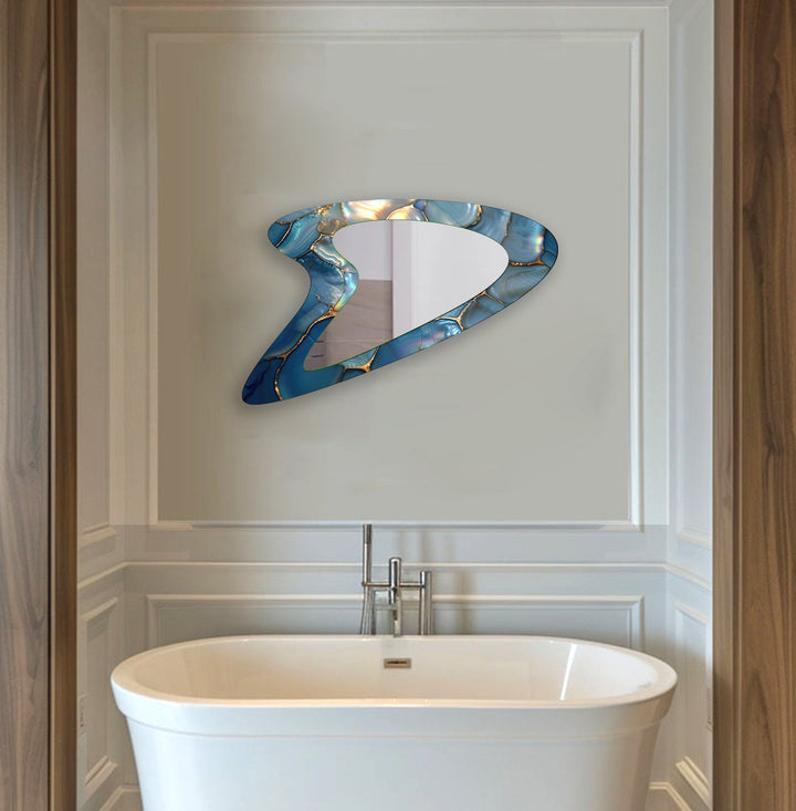 Blue Abstract Elegant Decorative Wall Mirror