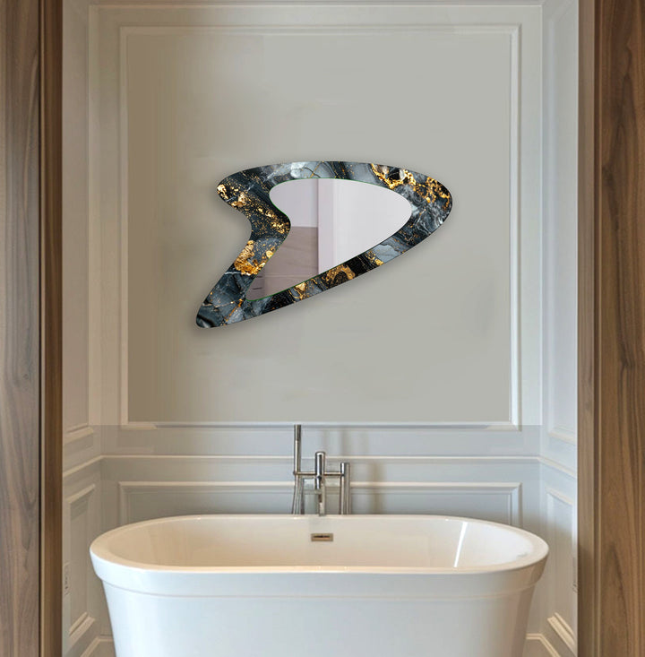 Grey & Gold Marble Aesthetic Wall Mirror