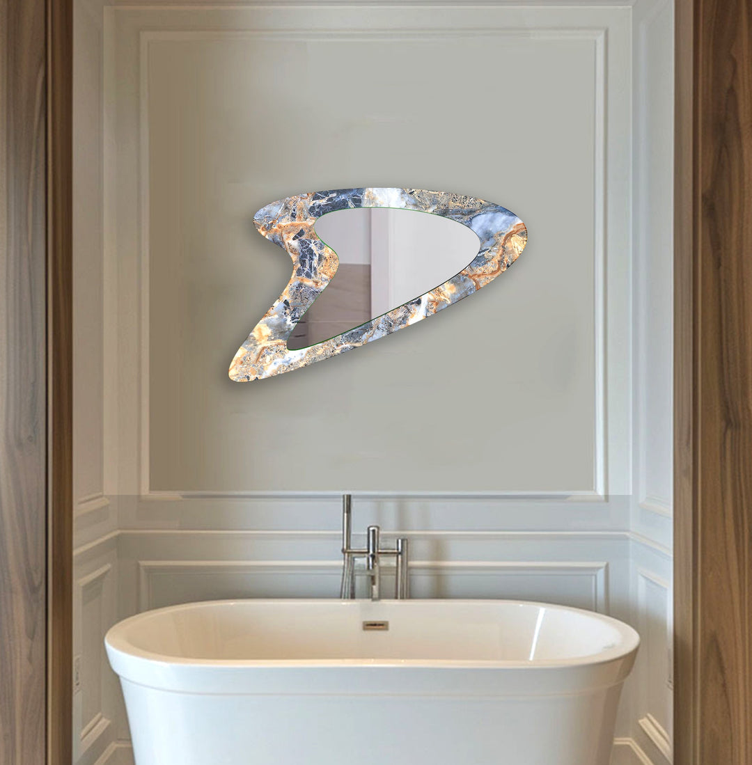 Blue Elegant Marble Decorative Wall Mirror