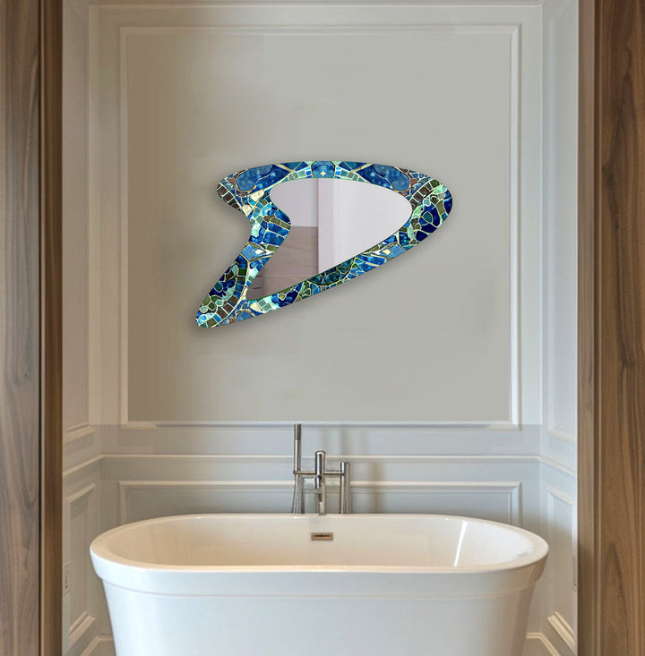 Blue - Green Modern Mosaic Glass Wall Mirror