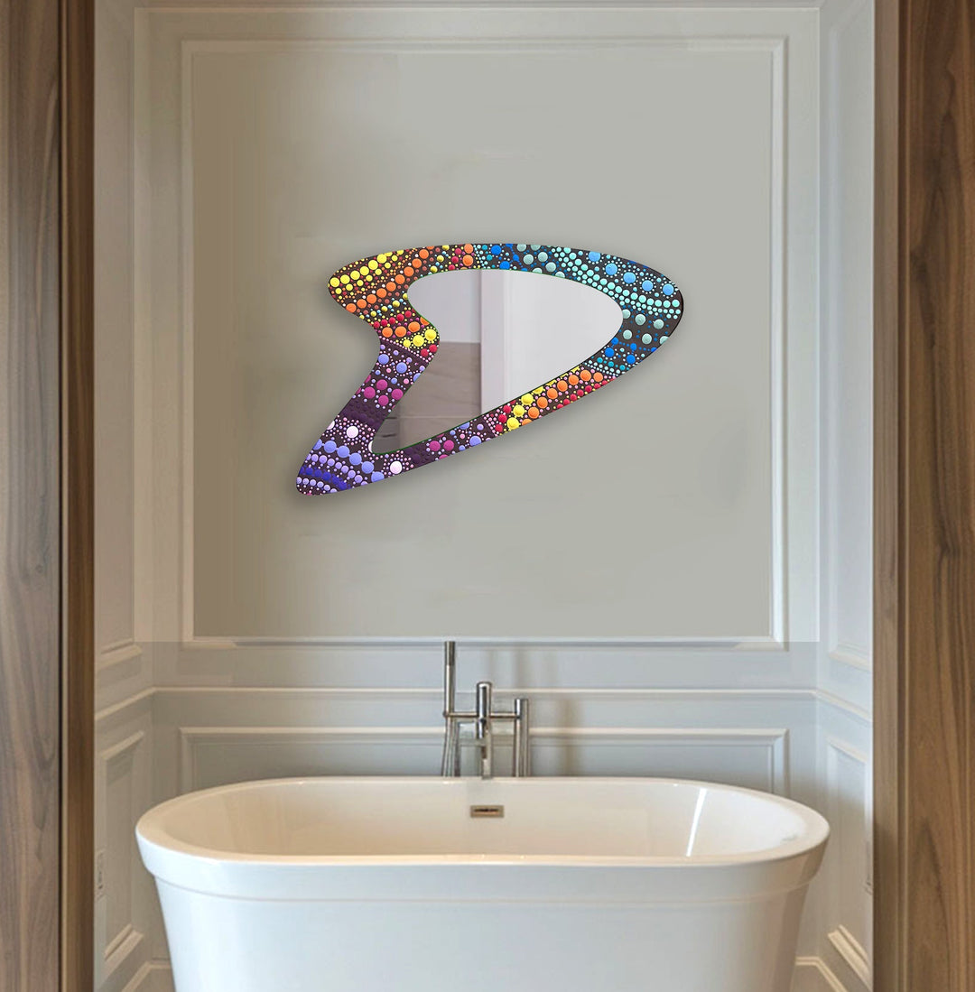 Rainbow Color Mosaic Small Wall Mirror