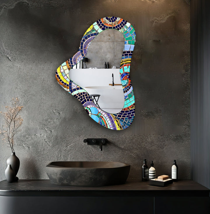 Mosaic Large Irregular Glass Wall Mirror