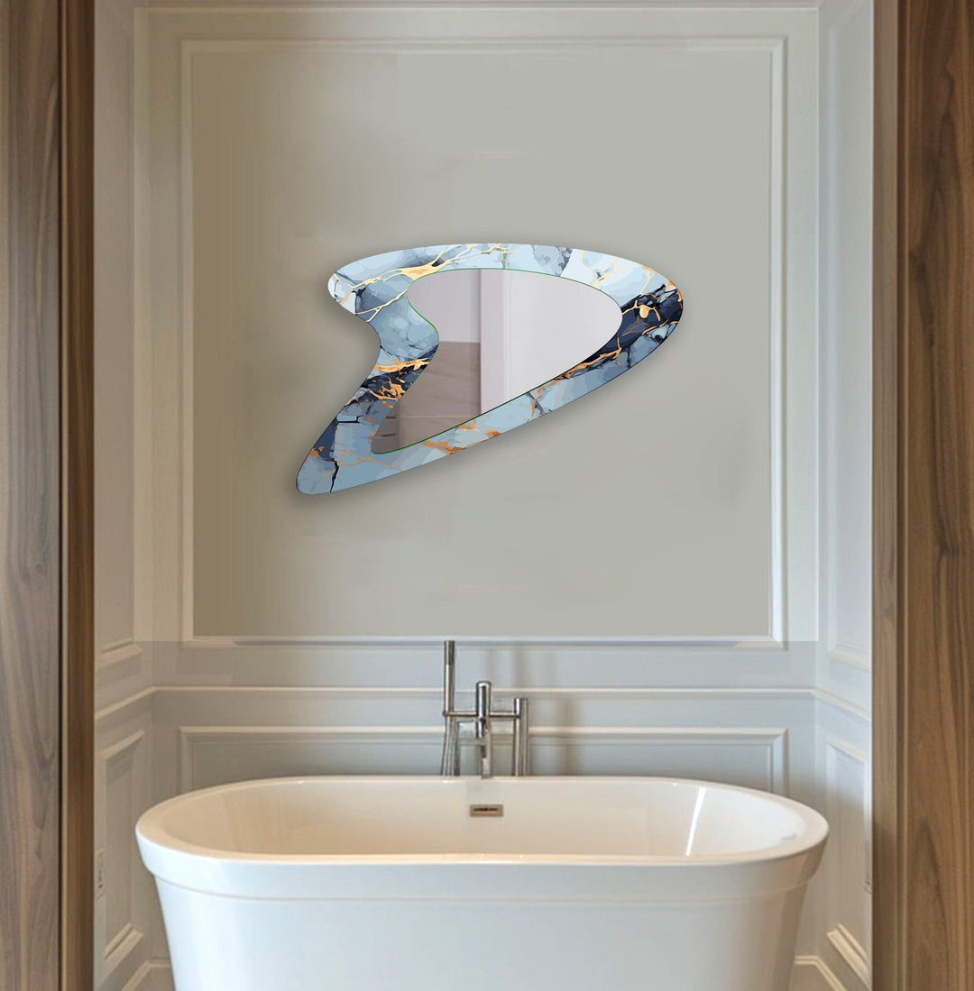 Gold & Blue Elegant Marble Wall Mirror