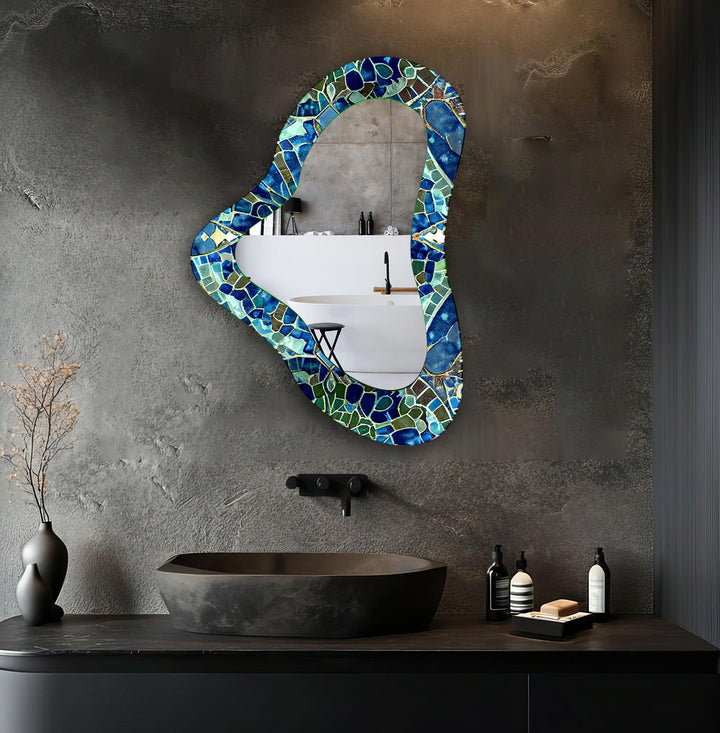 Mosaic Asymmetrical Glass Wall Mirror