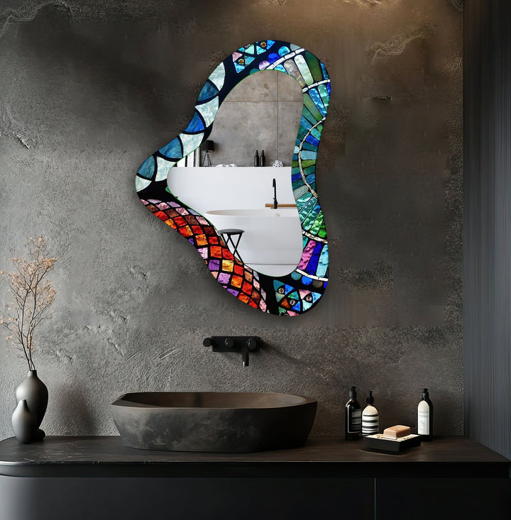 Mosaic Tiles Irregular Glass Wall Mirror