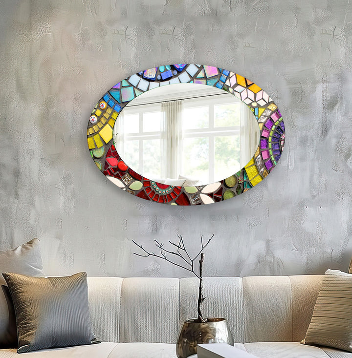 Mosaic Oval Wall Mirror