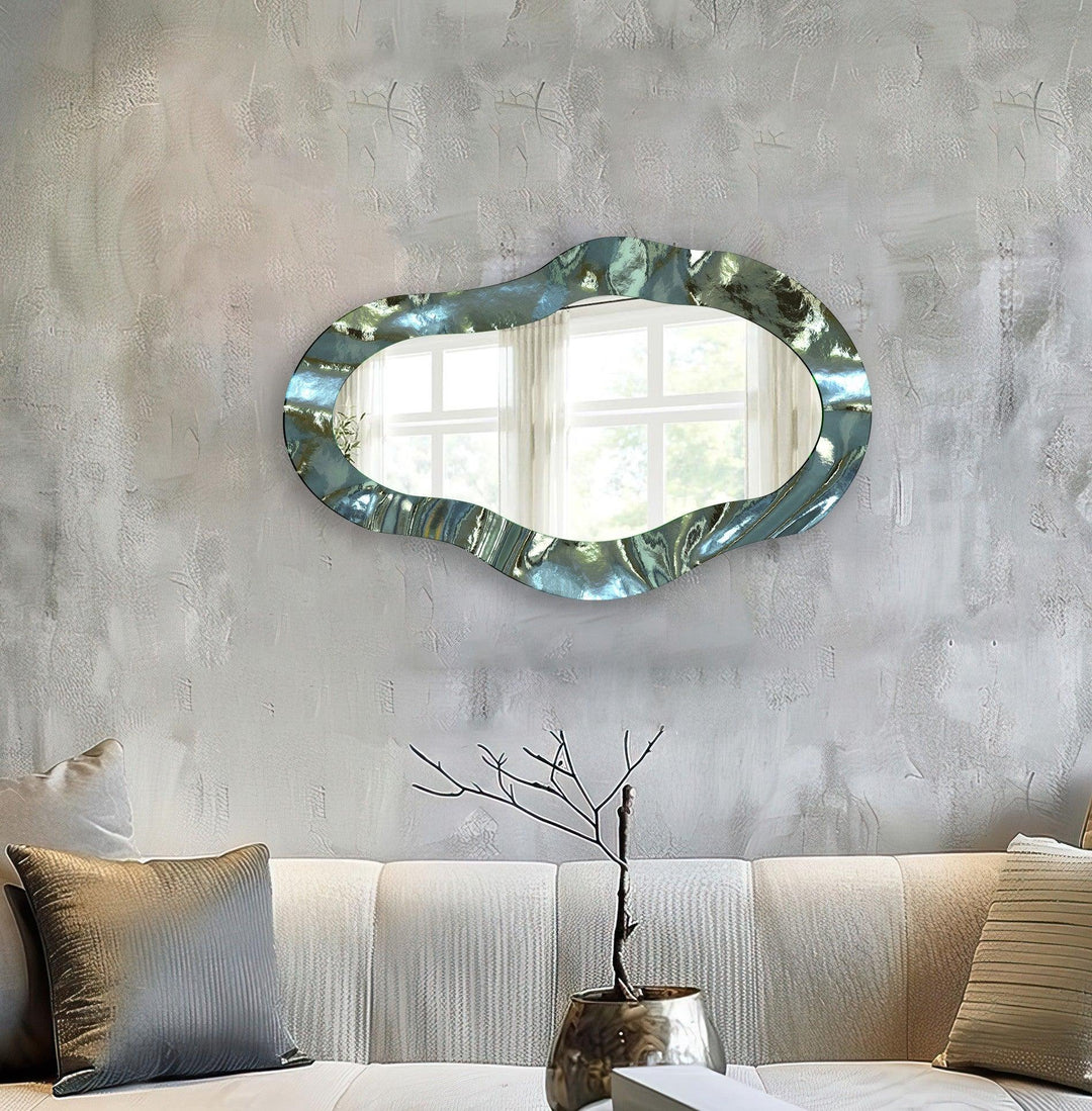 Metallic Gray Asymmetrical Wall Mirror